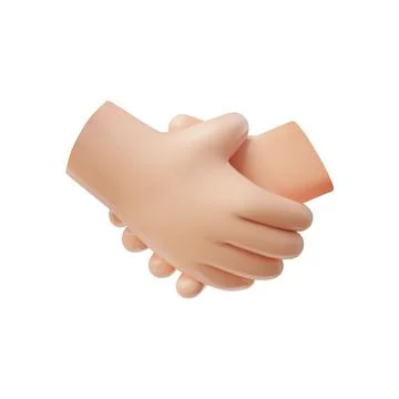 3D handshake, hold hands vector icon, cartoon partnership human arm gesture Stock Illustration