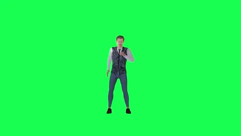 3d handsome man drinking alcohol front angle green screen Stock-Footage 257685410