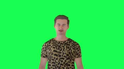 3d handsome man talking isolated front angle green screen Stock-Footage 257685557
