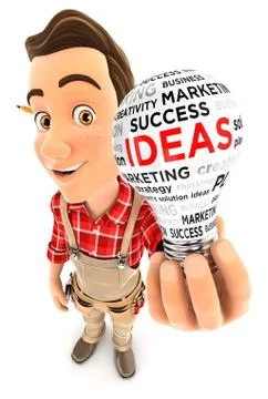 3d handyman light bulb concept Stock Illustration