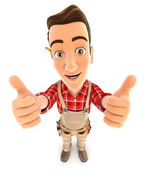 3d handyman thumbs up Stock Illustration