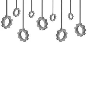 3D hanging gears isolated on white background Stock Illustration