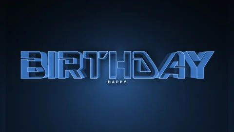 3d Happy Birthday text pops against dark blue background Video stock 258730967