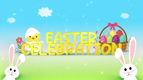 3D Happy Easter Greeting Intro Green Stock Footage 235906782
