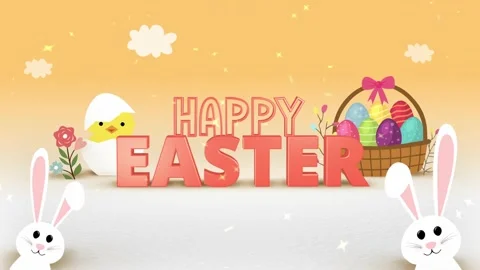 3D Happy Easter Greeting Intro Orange Stock Footage 235907076