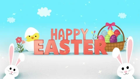 3D Happy Easter Greeting Intro Blue Stock Footage 235907811