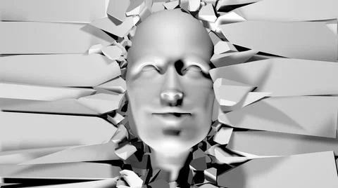 3D Happy Face Looking from the crack Stock Illustration
