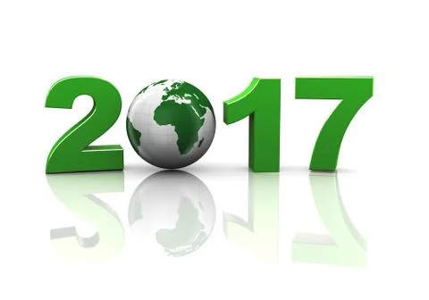 3d happy new year 2017 globe Stock Illustration