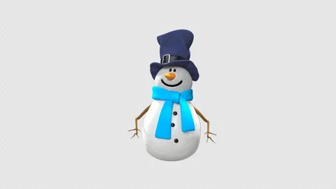 3D Happy Snowman Standing in Hat and Scarf Stock-Footage 295144487