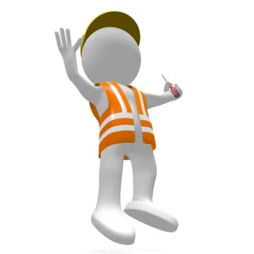 3D happy worker jumping in the air Stock Illustration
