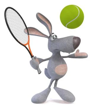 3d hare tennis player Stock Illustration