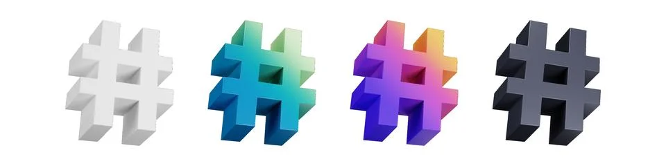 3D hash sheet packed with stylish hashtag vectors for online community branding Stock-Illustration