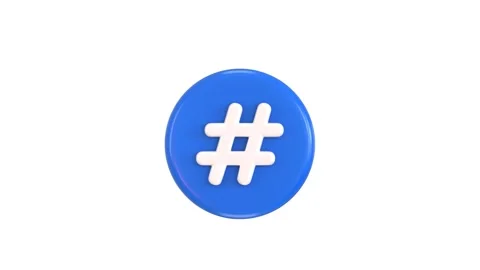 3D hashtag symbol on circle button social media icon animation Stock Footage 312228469