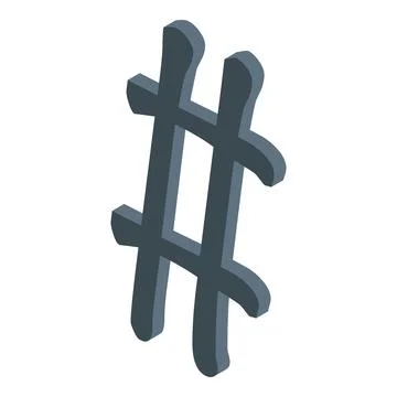 3d hashtag symbol floating on white background Stock Illustration