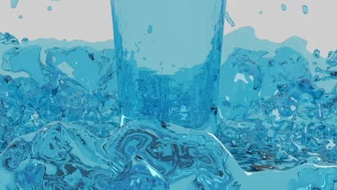3d HD animation of abstract flow of clear transparent blue water liquid Stock Footage 147609954