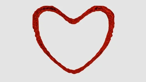 3d HD animation of heart and inscription 14 made of red and green flowing liquid Stock Footage 147609262