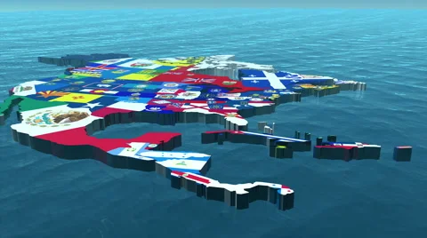 3D HD USA with State Flags in the Sea Close Up Stock Footage 5270133