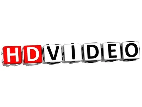 3d hd video button click here block text 库存插图