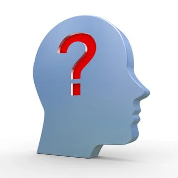 3d head and question mark Stock Illustration