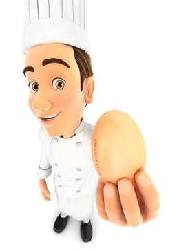 3d head chef holding an egg Illustrazione stock