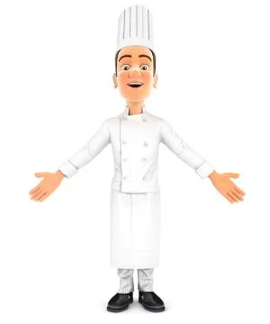 3d head chef standing with open arms Illustrazione stock