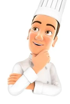 3d head chef thinking Stock Illustration