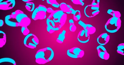 3d headphone flat colors falling Stock Footage 103733670