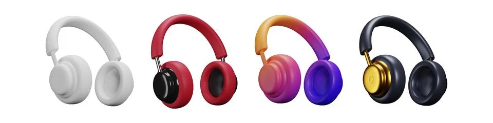 3D headphone sheet packed with stylish audio vectors for corporate branding Stock Illustration