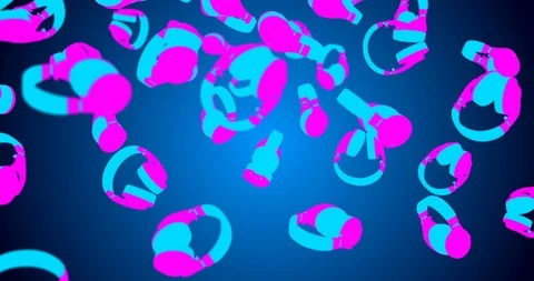 3d headphones falling flat colors Video stock 103728489