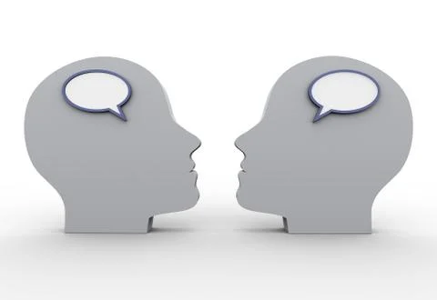 3d heads with speech bubble Stock Illustration