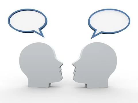 3d heads with speech bubble Stock Illustration