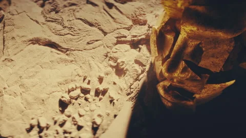 3d Heads on the surface of another planet in the sand Stock Footage 255762502