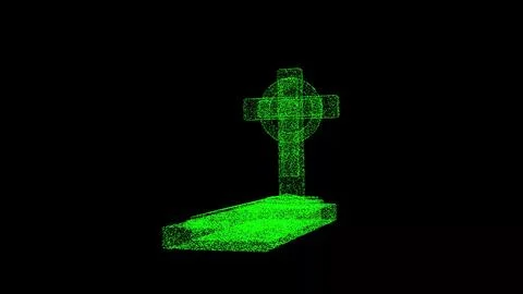 3D Headstone rotates on black background. Death and Cemetery concept. Hallowe Ilustración de archivo