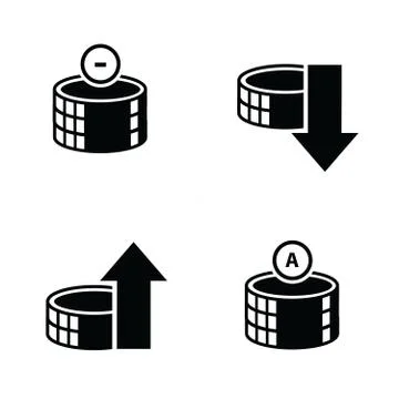 3D heap coin and bubbles icon set Stock Illustration