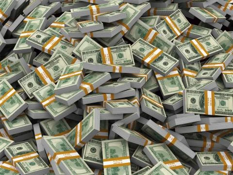 3d heap of dollar packets Stock Illustration