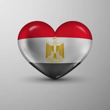 3d heart background with flag of Egypt Ilustración de archivo