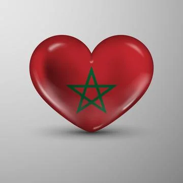 3d heart background with flag of Morocco Stock Illustration