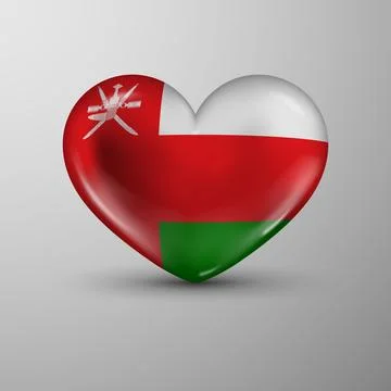 3d heart background with flag of Oman Stock Illustration