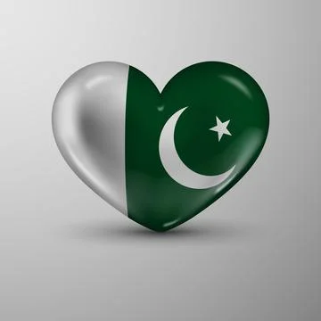 3d heart background with flag of Pakistan Stock Illustration