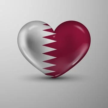 3d heart background with flag of Qatar Stock Illustration