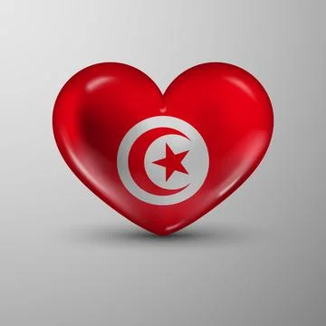 3d heart background with flag of Tunisia Stock Illustration