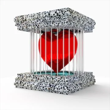 3d heart in a cage. Stock Illustration