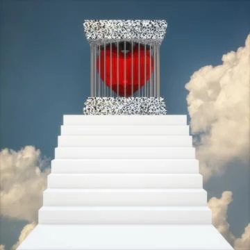 3d heart in a cage. Stock Illustration