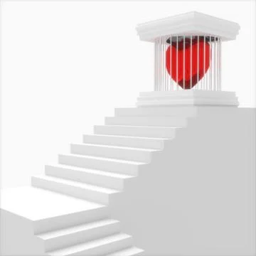 3d heart in a cage. Illustrazione stock