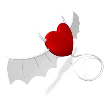 3D heart with devil horns and tail Stock Illustration