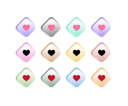 3D heart icon button set for computer and internet games Illustrazione stock