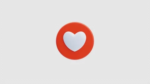 3D heart like icon on red circle animation Stock Footage 327424917