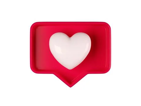 3d like heart icon in red speech bubble box isolated on white background Stock Illustration