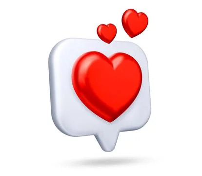 3d heart like icon, vector rendered speech bubble Illustrazione stock