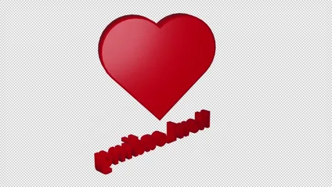 3D heart loading Text animation 1080p - 30 fps - Alpha Channel (1) Stock Footage 256200478
